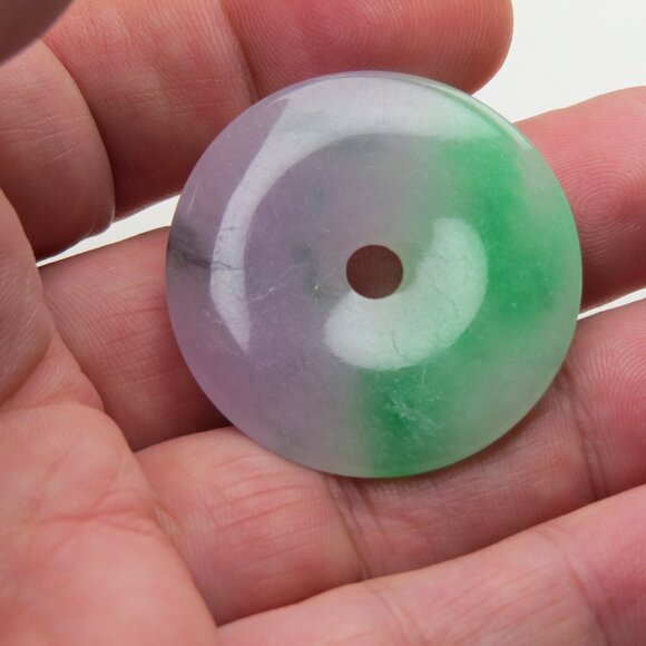 33mm Jade Donut circle disk Pendent unity and  cyclical nature of life. - Picture 2 of 5